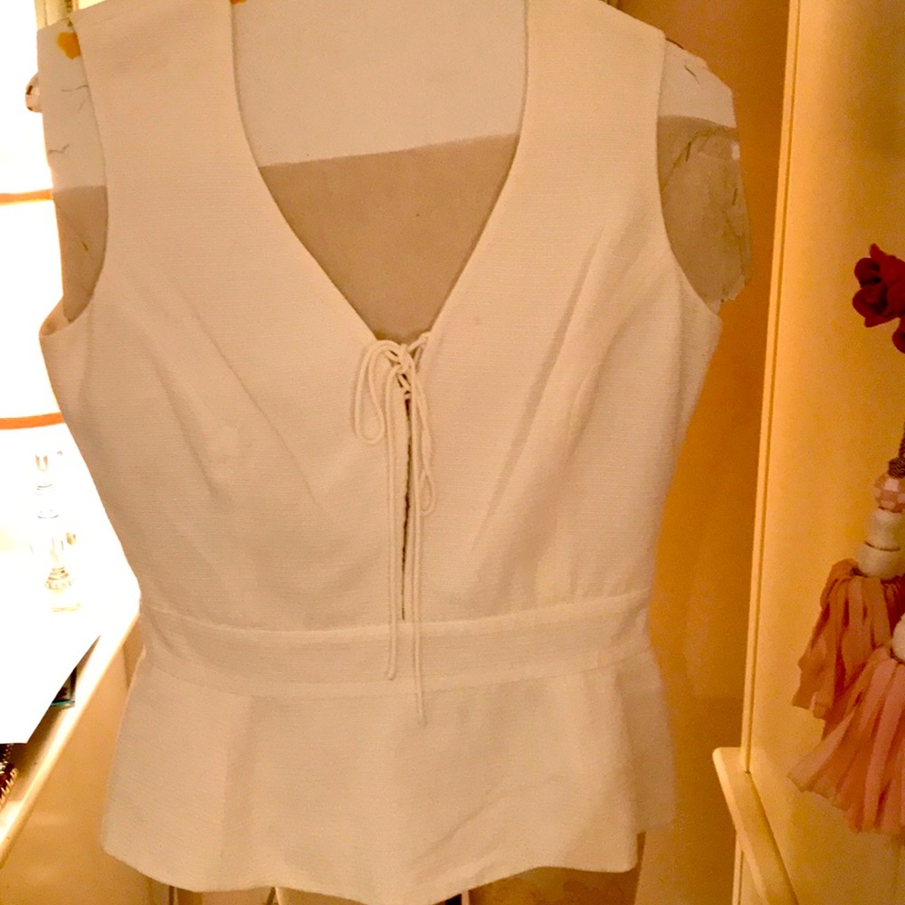 💯 authentic Giorgio Armani sz 42 top white vintage peplum bottom tie up